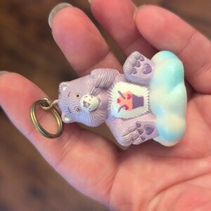 Vintage 1985 Purple Care Bears Cupcake Keychain Zipper Pull